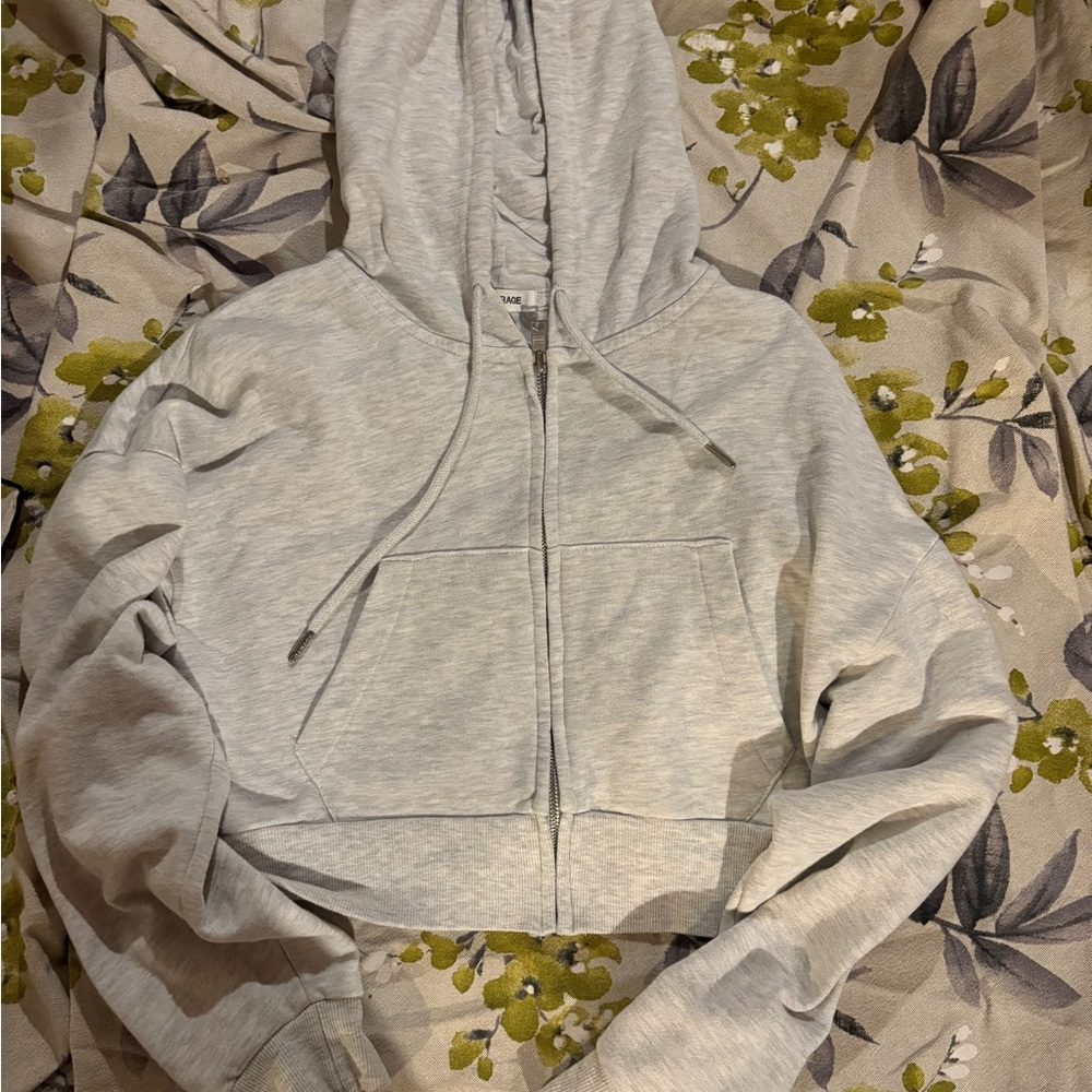 Garage Light Gray Cropped Hoodie